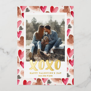 XOXO Valentinstag Foto-Urlaubskarte Folien Feiertagskarte