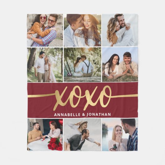 XOXO Valentinstag FotoCollage  Fleecedecke (Vorderseite)