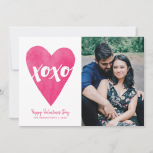 XOXO Valentinstag Fotokarte für Wasserfarben - Ros Save The Date