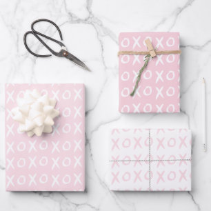XOXO Valentinstag Galentinstag Rosa Weiß Geschenkpapier Set
