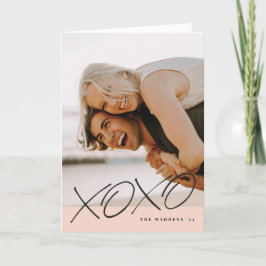 XOXO Valentinstag-Karte eingelegt - Pfirsich Dankeskarte