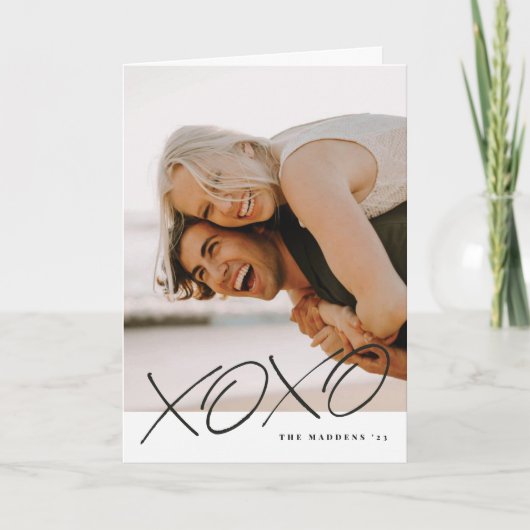 XOXO Valentinstag-Karte eingelegt - Schwarz Dankeskarte (Vorderseite)