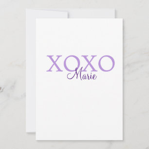 Xoxo Valentinstag Name lila Pastell minima Feiertagskarte