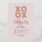 XOXO Valentinstag Party Rose Gold Folieneinladung (Vorderseite)
