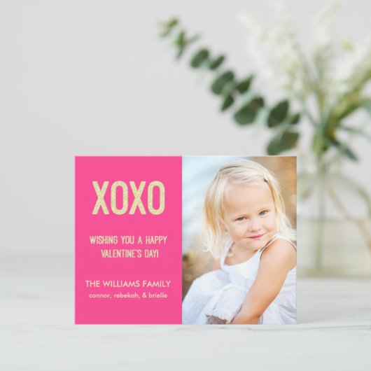 XOXO Valentinstag Postkarte (Stehend Vorderseite)