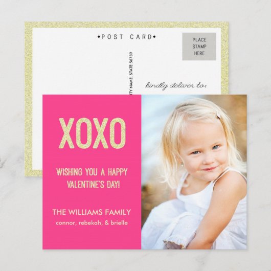 XOXO Valentinstag Postkarte (Vorne/Hinten)