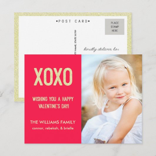 XOXO Valentinstag Postkarte (Vorne/Hinten)