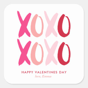 "XOXO" Valentinstag Quadratischer Aufkleber
