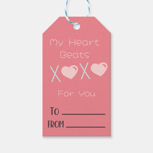 XOXO Valentinstag rosa Geschenkanhänger (Vorderseite)