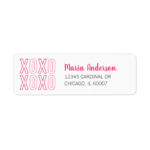 XOXO Valentinstag Rosa Rücksendeadresse Etikett