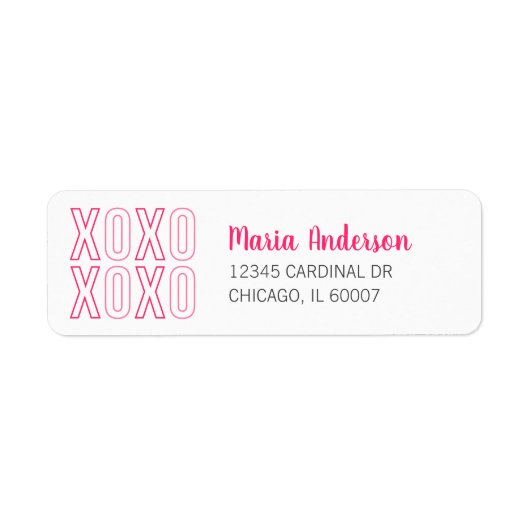 XOXO Valentinstag Rosa Rücksendeadresse Etikett (Vorne)