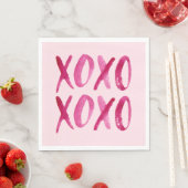 XOXO Valentinstag Rosa Wasserfarbe Serviette (Beispiel)