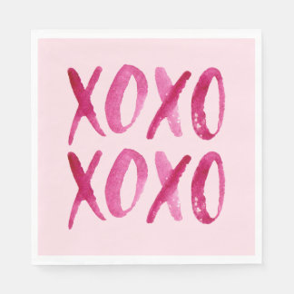 XOXO Valentinstag Rosa Wasserfarbe Serviette