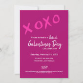 XOXO Virtual Galentine's Day Pink Valentines Party Einladung (Vorderseite)