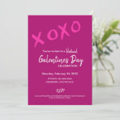XOXO Virtual Galentine's Day Pink Valentines Party Einladung (Stehend Vorderseite)