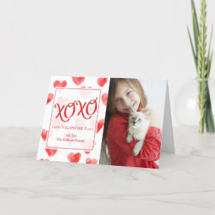 XOXO Watercolor Hearts Valentine's Day Card Feiertagskarte