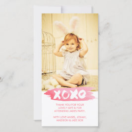 XOXO Watercolor küsst Umarmungen danken Ihnen Dankeskarte