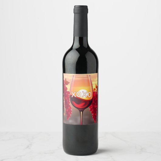 XOXO Wine Design: Feiern Sie Liebe und Eleganz Weinetikett (Vorderseite)