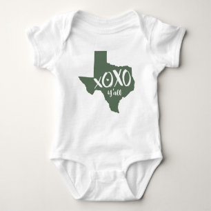 XOXO, Y'all - Kakteen Green Texas Staat Form Baby Strampler