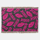 XOXO Zitat Schwarze Nebel Pink Lips Lipstick Muste Decke (Vorderseite)