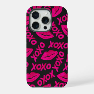 XOXO Zitat Schwarze Neon Rosa Lippen Lippenstift M iPhone 15 Pro Hülle