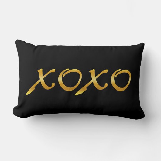 XOXOs in Gold und Schwarz Lendenkissen (Vorderseite)