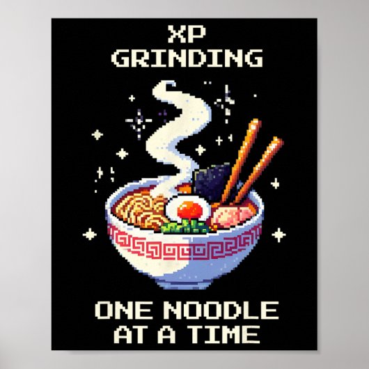Xp-Schleif-Ramen-Nudeln Pixel Art Retro-Gaming  Poster (Vorne)