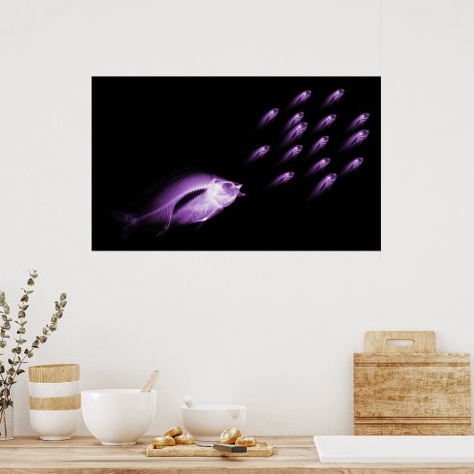XRAY FISH CHASE BLACK LILA POSTER (Küche)
