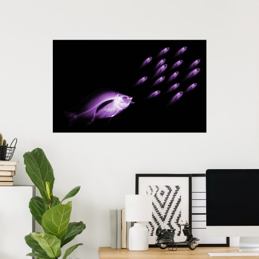 XRAY FISH CHASE BLACK LILA POSTER (Heimbüro)