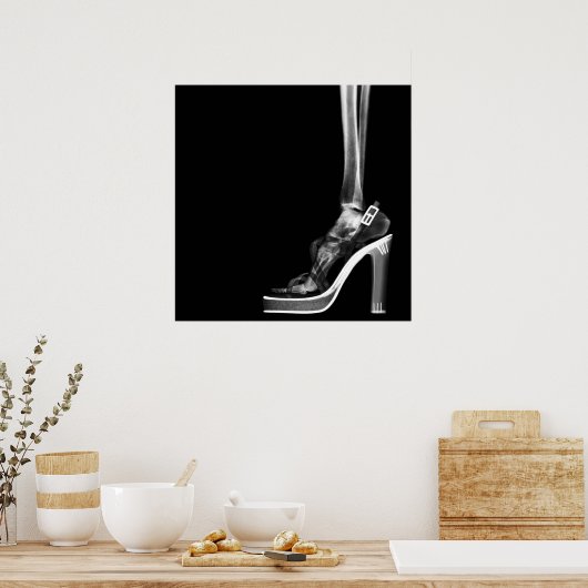 XRAY HIGH HEEL LADY SKELETON FOOT B&W POSTER (Küche)