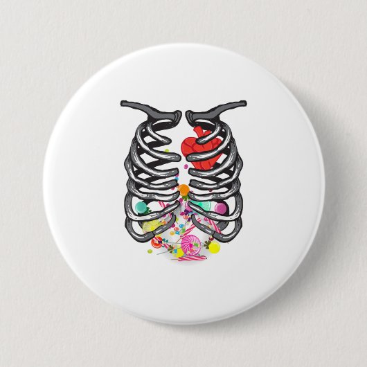 XRay Skeleton Candy Shirt Halloween Rib Cag Button (Vorderseite)