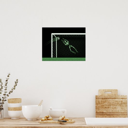 XRAY SKELETON SOCCER GOALIE GREEN POSTER (Küche)