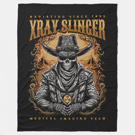 XRay Slinger Skeleton Cowboy Fleecedecke (Vorderseite)