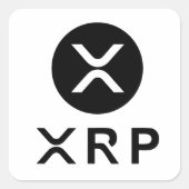 XRP Crypto Currentcy Black und White Quadratischer Aufkleber (Vorderseite)