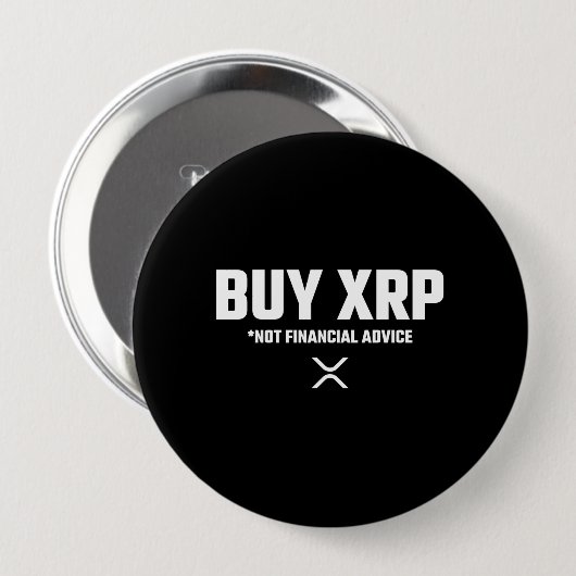 XRP Crypto Meme Not Financial Advice Disclaimer Button (Vorne & Hinten)