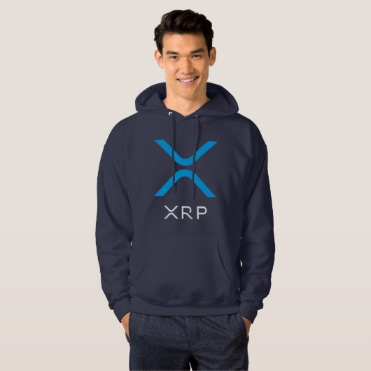 XRP Kräuselungblauer u. weißer Logo| Hoodie (Vorne ganz)