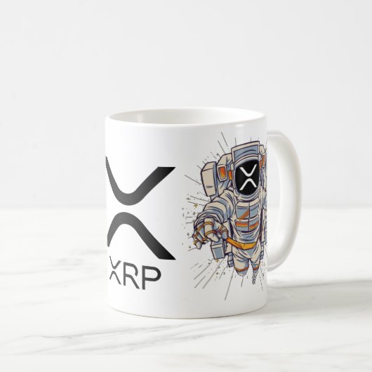 XRP Kryptowährung Astronaut Kaffeetasse (VorderseiteRechts)