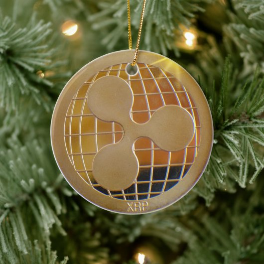 XRP Ripple Gold RundeOrnament Keramik Ornament (Baum)