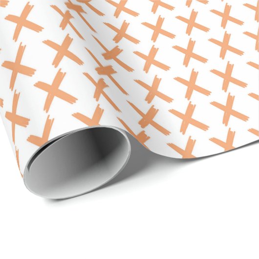X's Allover - Orange Sherbert auf Weiß Geschenkpapier (Rolleneckpunkt)