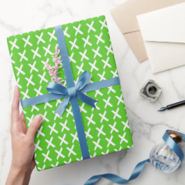 X's Allover - Weiß auf Gras Grün Geschenkpapier