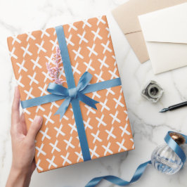 X's Allover - Weiß auf Orange Sherbert Geschenkpapier