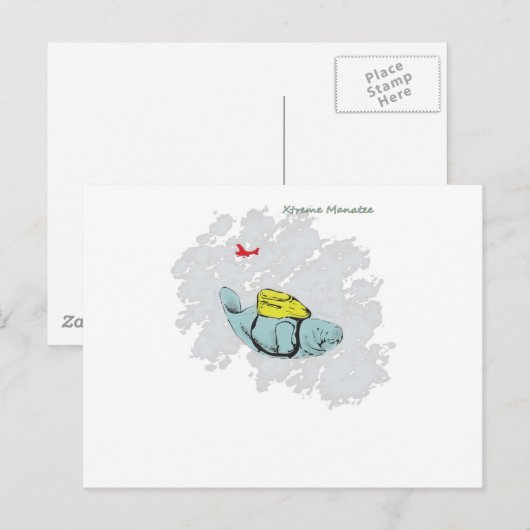 Xtreme Manatee Skydiving Postkarte (Vorne/Hinten)