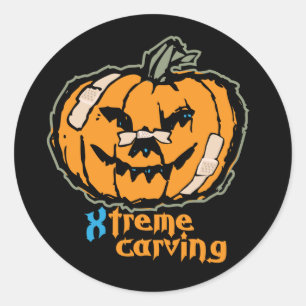 Xtreme Pumpkin Carving Runder Aufkleber