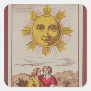 XVIIII Le Soleil, französische Tarotkarte des Sun Quadratischer Aufkleber