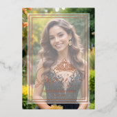 XVs Princess Tiara Luxury Overlay Vellum Effect Folieneinladung (Vorderseite)