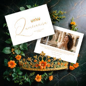 XVs Sophisticated Colorful Tiara & Elegant Script Dankeskarte