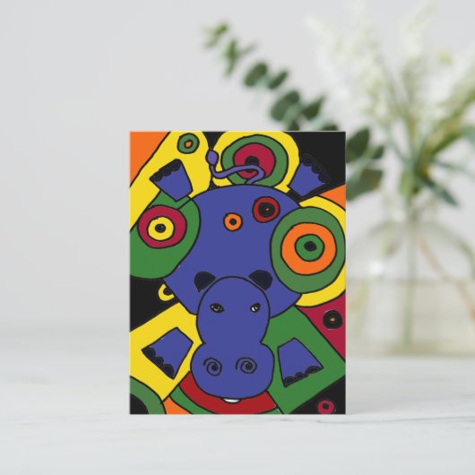 XX - Abstrakte Kunst in Hippo Postkarte (Stehend Vorderseite)