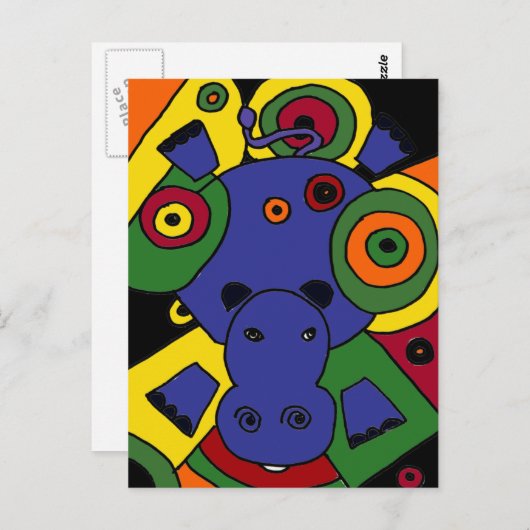 XX - Abstrakte Kunst in Hippo Postkarte (Vorne/Hinten)