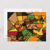 XX - Abstrakte Kunsttiere und Musik Postkarte (Vorne/Hinten)
