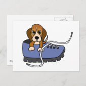 XX- Beagle Welpenhund in einem Schuhputzer-Cartoon Postkarte (Vorne/Hinten)